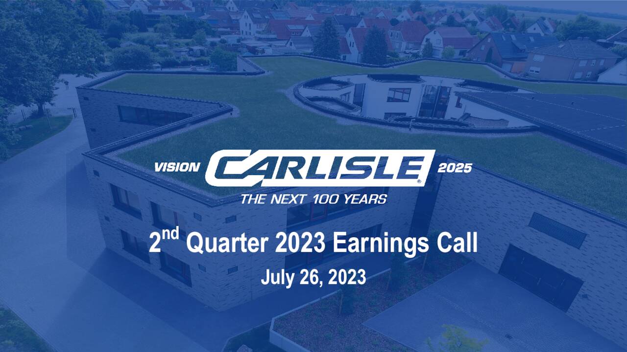 Carlisle Companies Incorporated 2023 Q2 Results Earnings Call