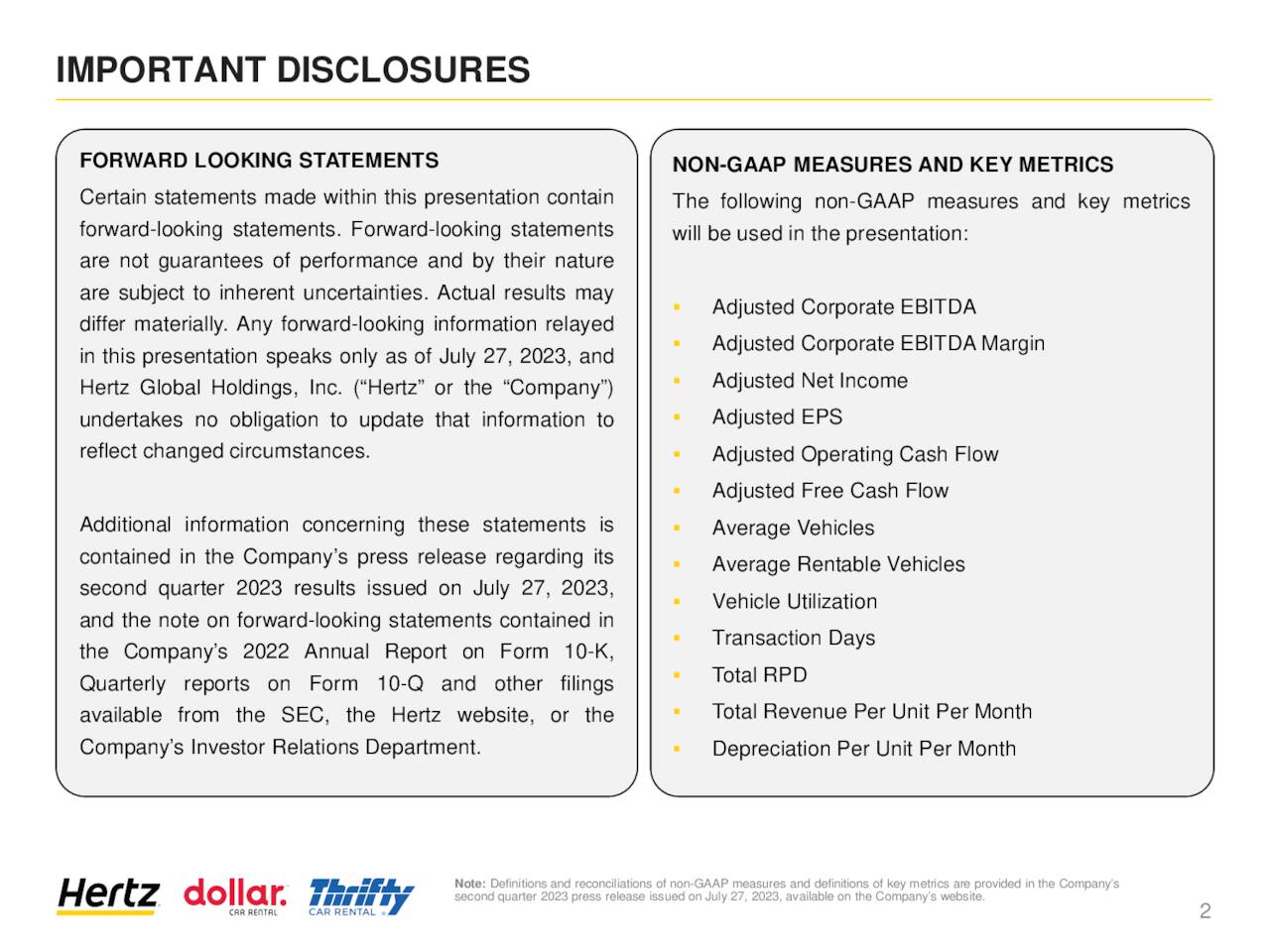 Hertz Global Holdings, Inc. 2023 Q2 Results Earnings Call