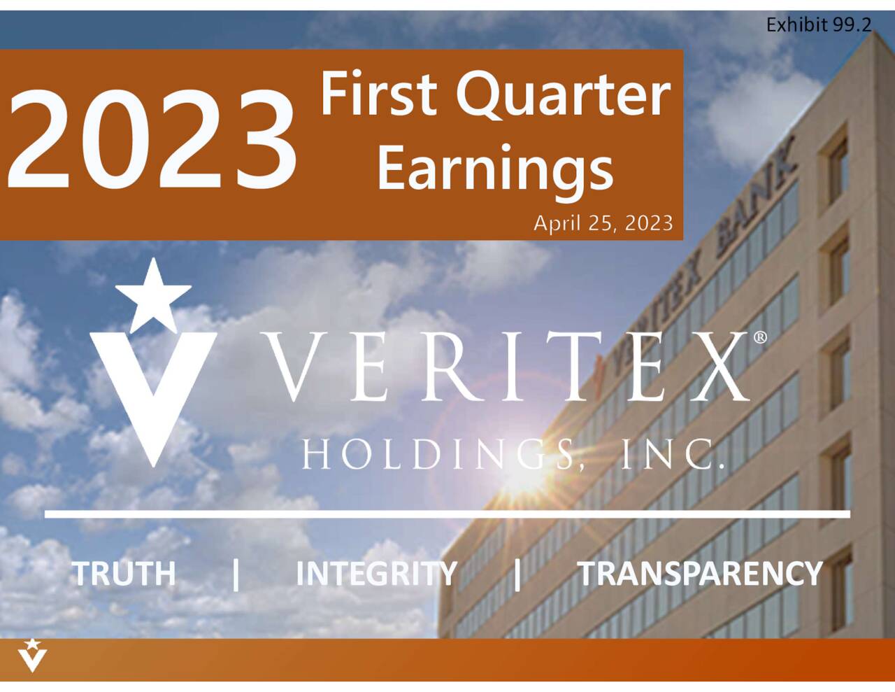 Veritex Holdings, Inc. 2023 Q1 Results Earnings Call Presentation