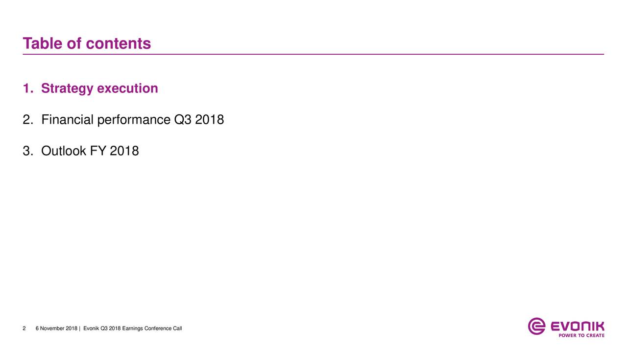 Evonik Industries AG 2018 Q3 Results Earnings Call Slides (OTCMKTS