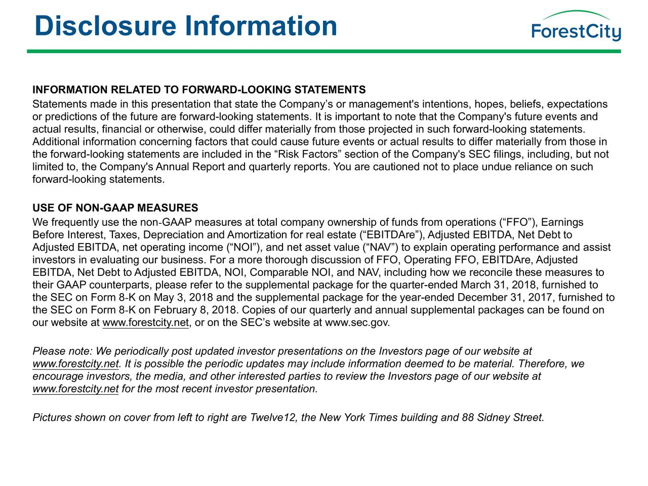 Forest City Realty Trust, Inc. Cl A 2018 Q1 Results Earnings Call