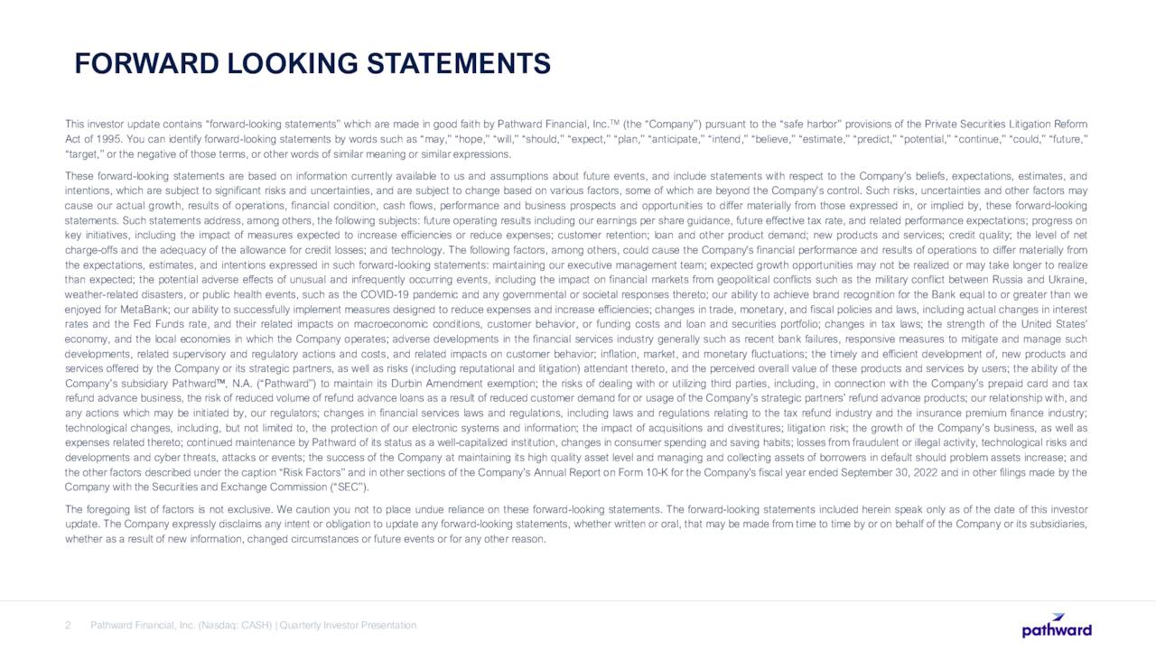 FORWARD LOOKING STATEMENTS