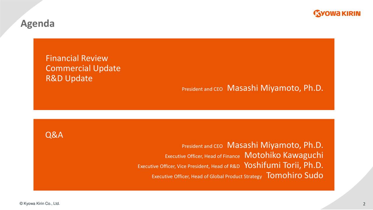 Kyowa Kirin Co., Ltd. 2021 Q2 Results Earnings Call Presentation