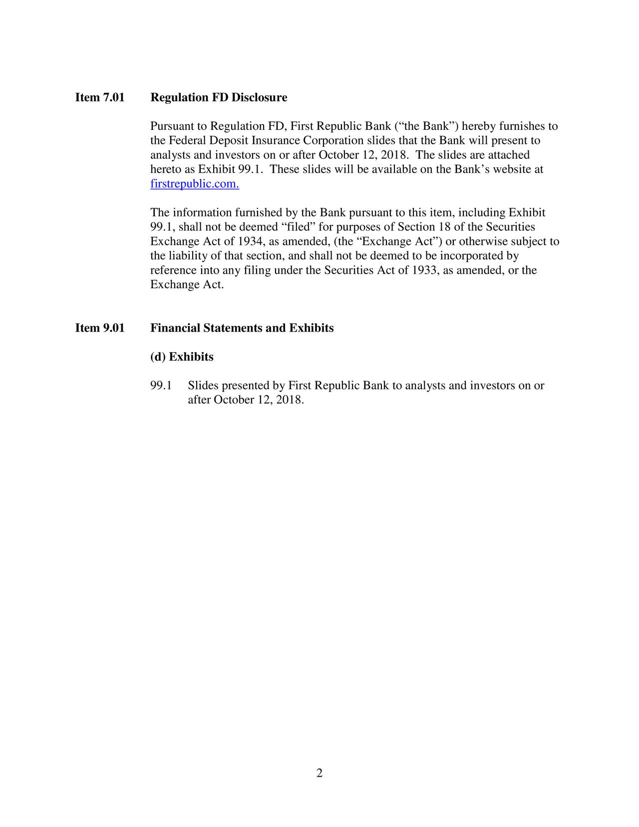 Item 7.01      Regulation FD Disclosure