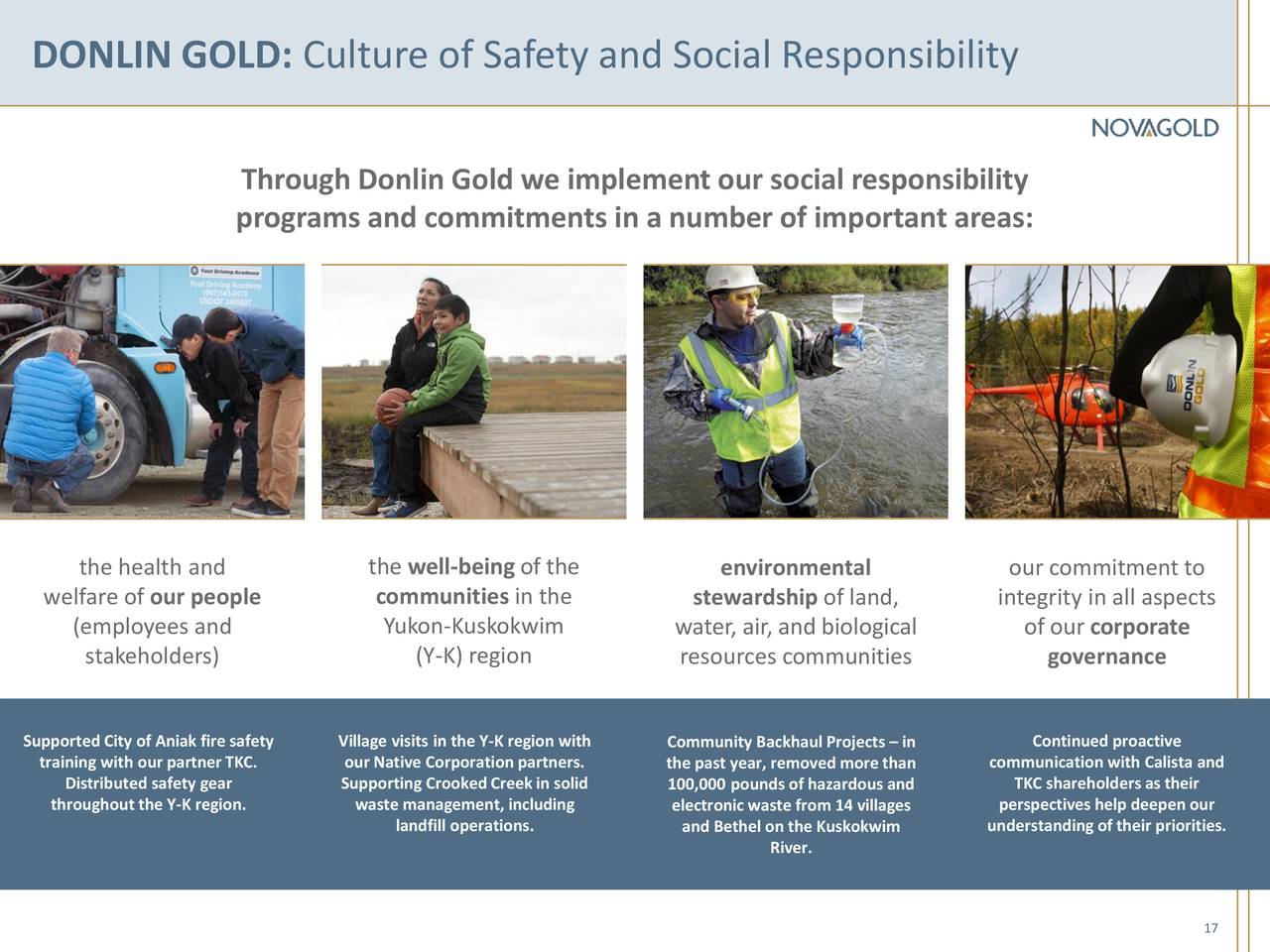 DONLIN GOLD: Culture of Safety and Social Responsibility