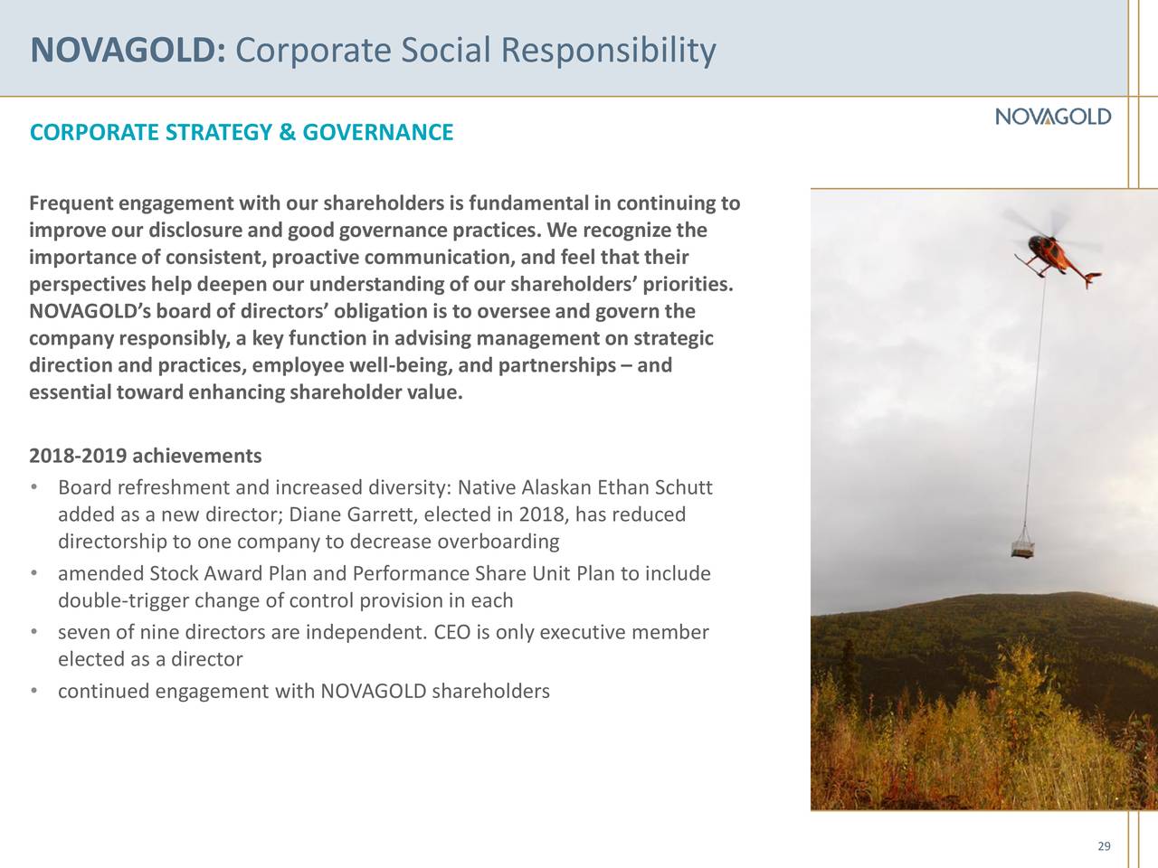 NOVAGOLD: Corporate Social Responsibility