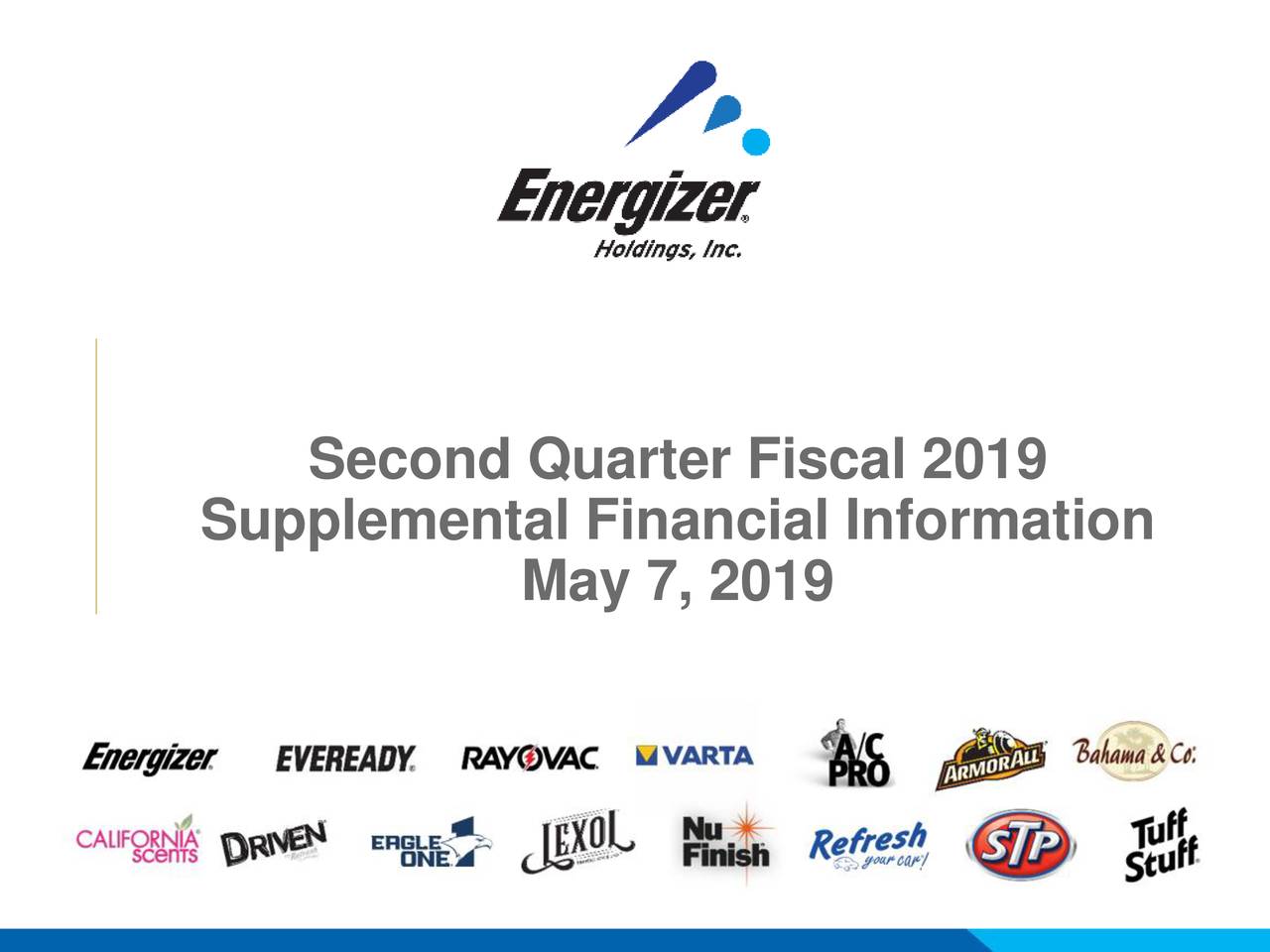 Energizer Holdings, Inc. 2019 Q2 Results Earnings Call Slides (NYSE