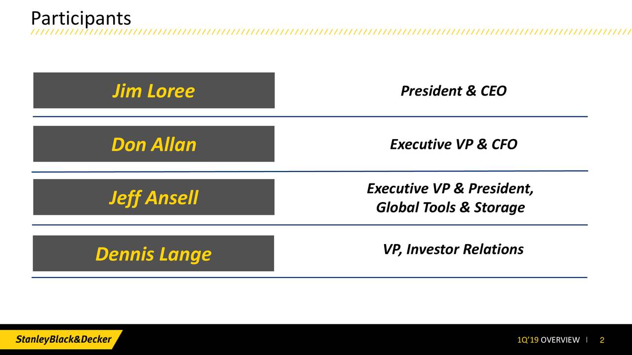 Stanley Black & Decker, Inc. 2019 Q1 - Results - Earnings Call Slides