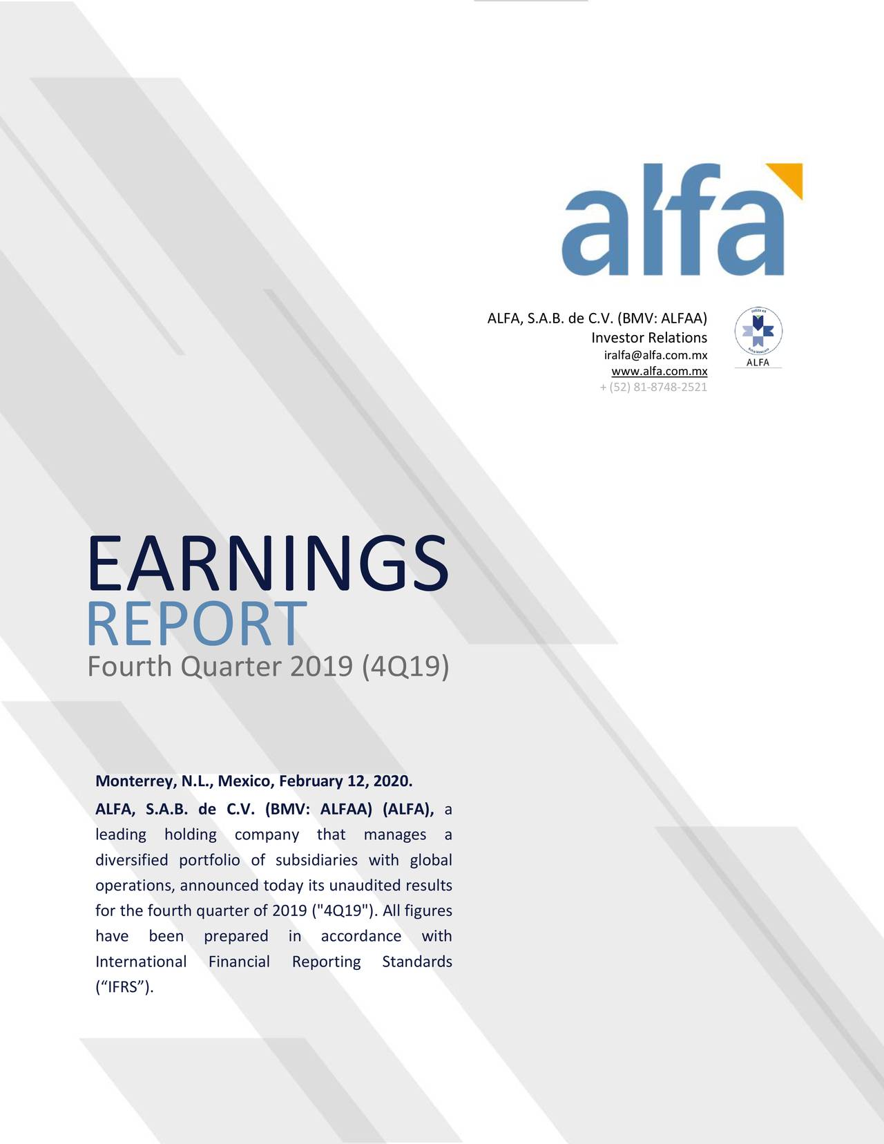 Alfa, S. A. B. De C. V. 2019 Q4 - Results - Earnings Call Presentation ...