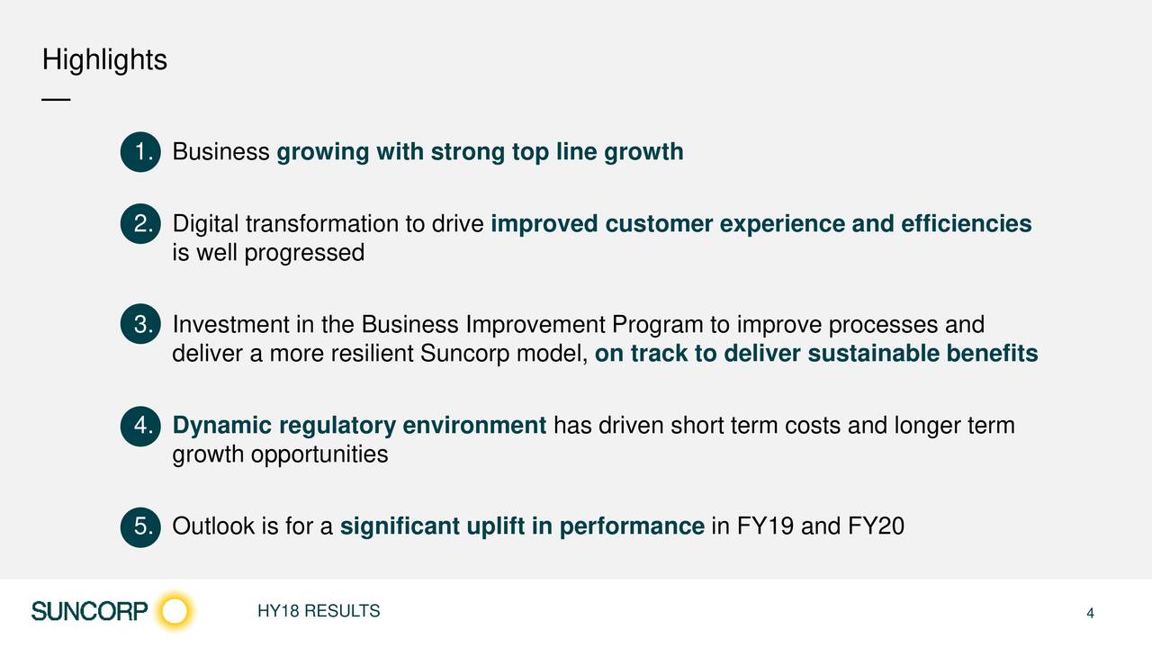 Suncorp Group Ltd ADR 2018 Q2 Results Earnings Call Slides (OTCMKTS