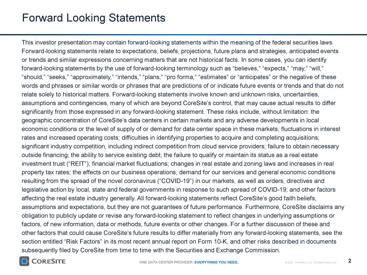 Forward Looking Statements