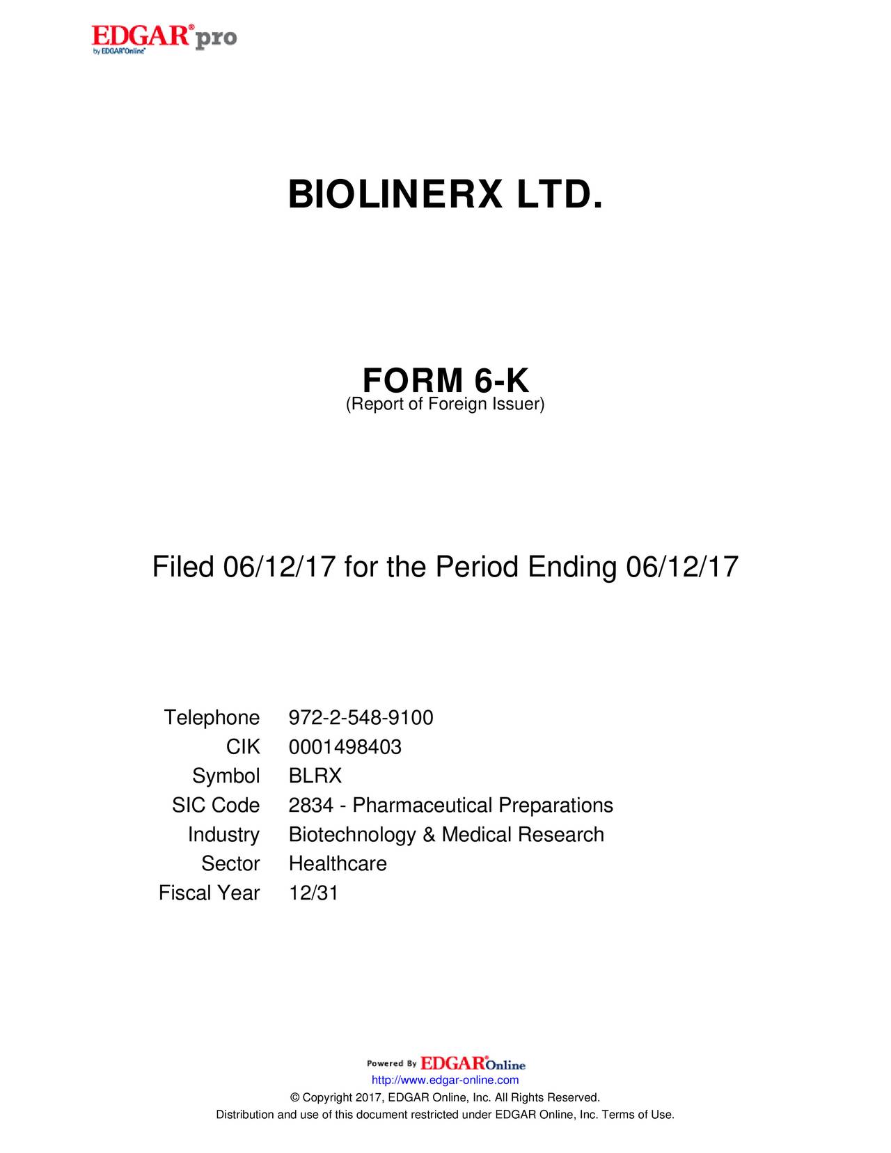 BioLineRx (BLRX) Investor Presentation - Slideshow (NASDAQ:BLRX) 2017 ...