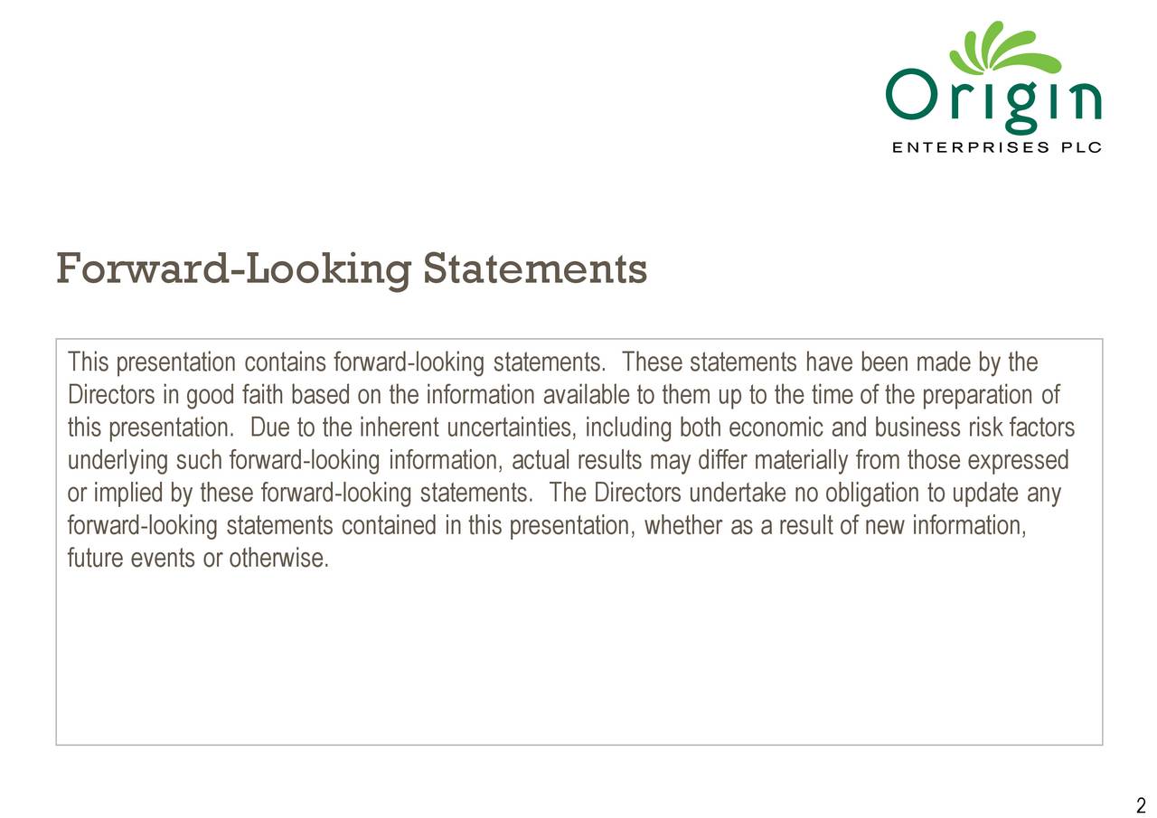 Origin Enterprises PLC 2017 Q4 Results Earnings Call Slides