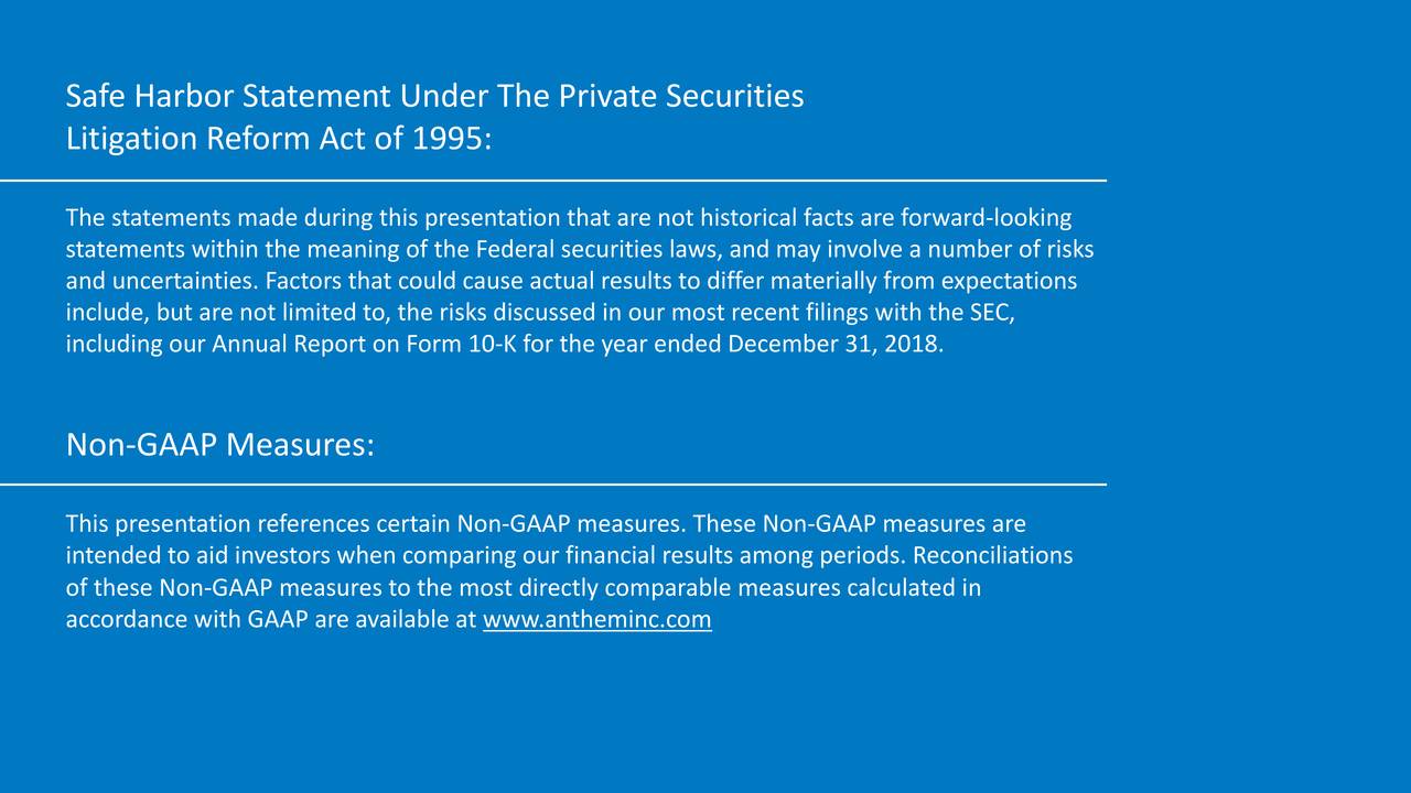 Anthem (ANTM) Investor Presentation Slideshow (NYSEELV) Seeking Alpha