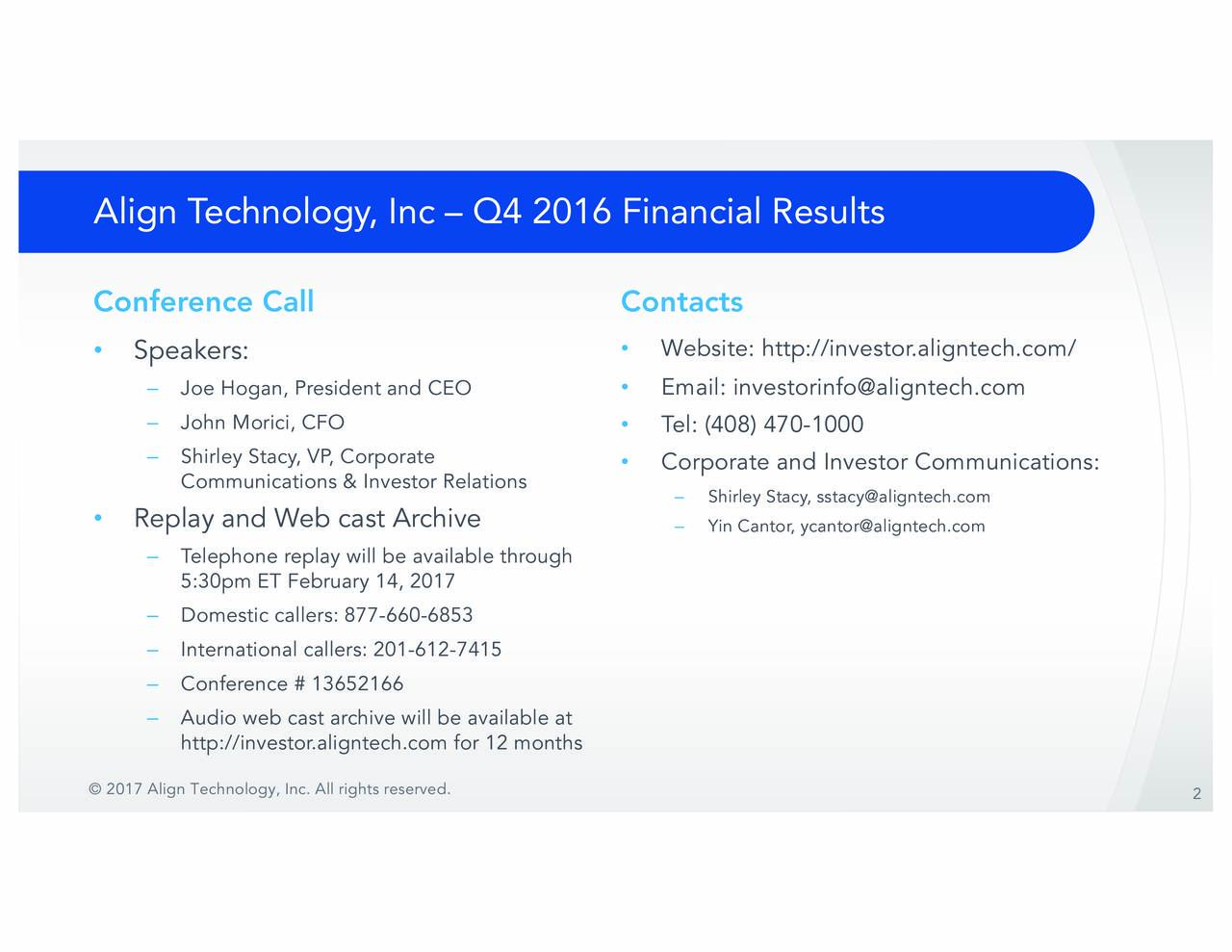 Align Technology, Inc. 2016 Q4 - Results - Earnings Call Slides (NASDAQ ...