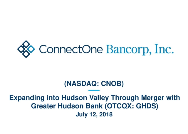 ConnectOne Bancorp (CNOB) Merges With Greater Hudson Bank (GHDS ...
