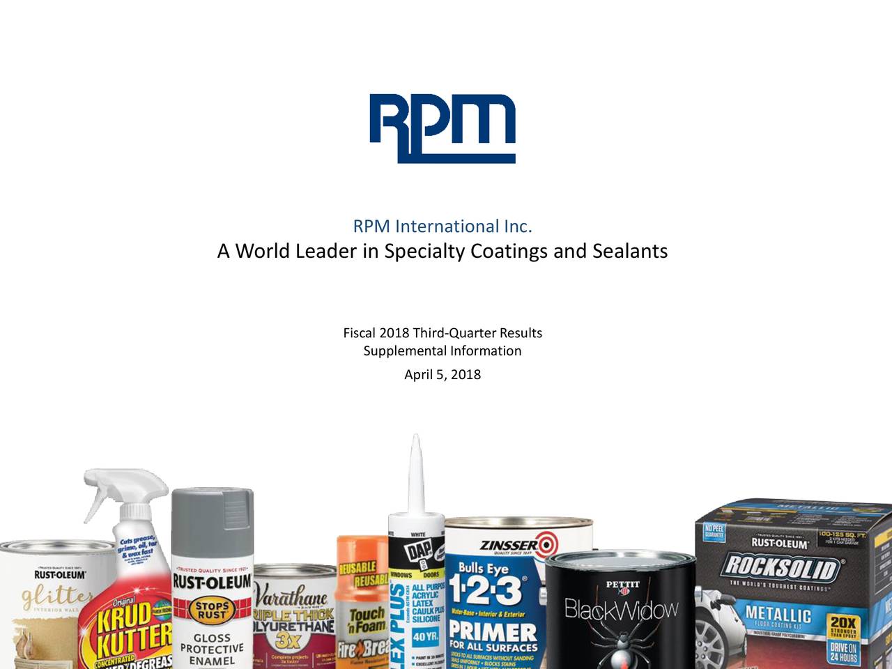 RPM International Inc. 2018 Q3 Results Earnings Call Slides (NYSE