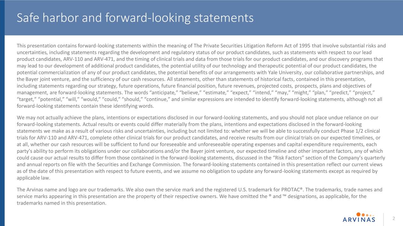 Safe harbor and forward-looking statements