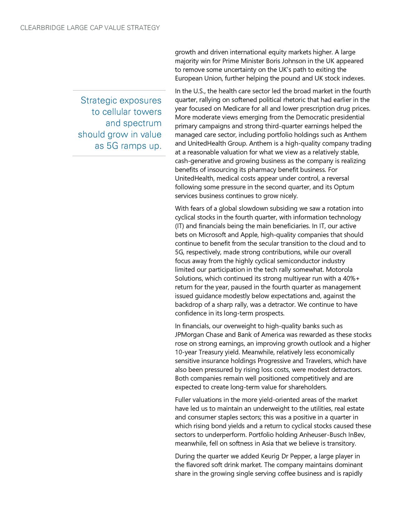 ClearBridge Large Cap Value Strategy Portfolio Manager Commentary Q4 Clearbridge large cap value strategy portfolio manager commentary q4