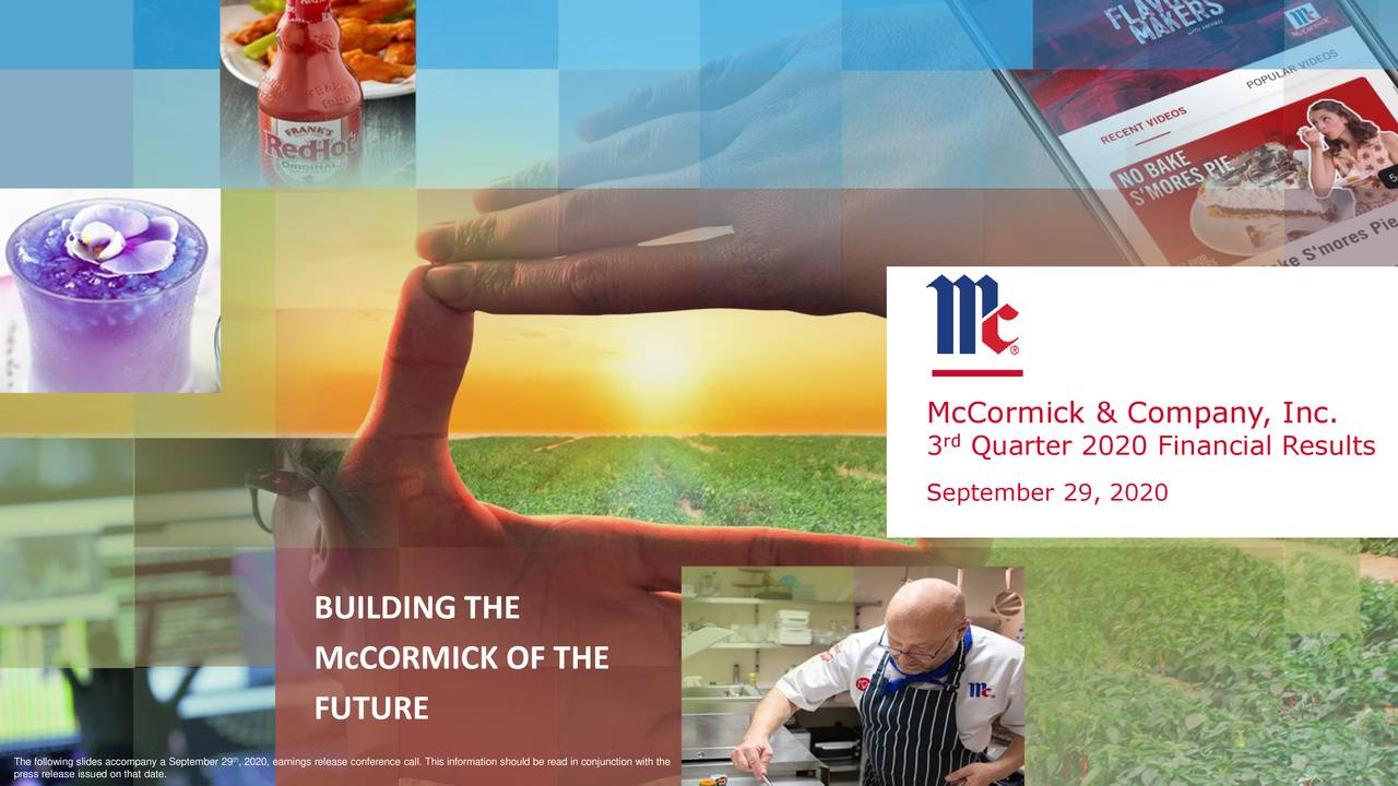 McCormick & Company, Incorporated 2020 Q3 Results Earnings Call