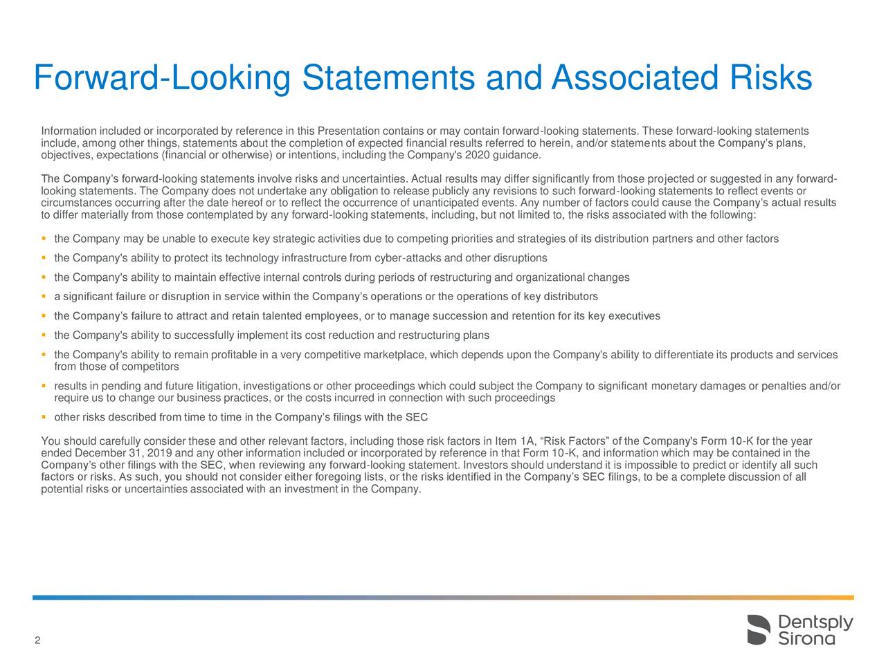 Forward-Looking Statements and Associated Risks