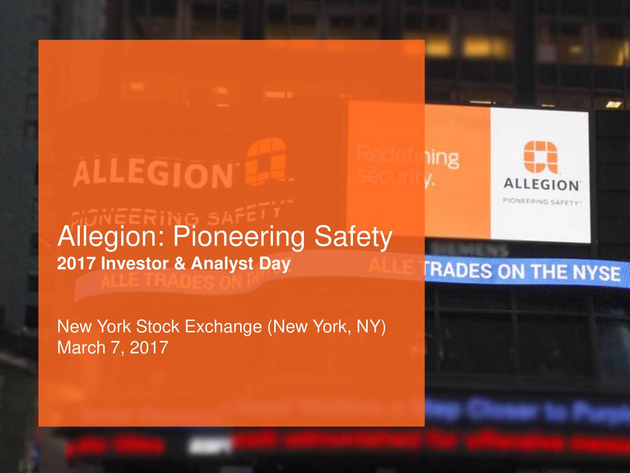 Allegion PLC (ALLE) Investor Presentation - Slideshow (NYSE:ALLE ...