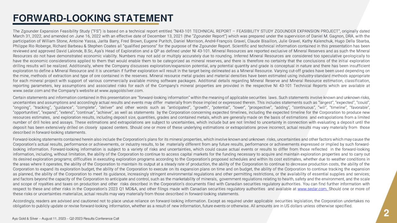 FORWARD-LOOKING STATEMENT