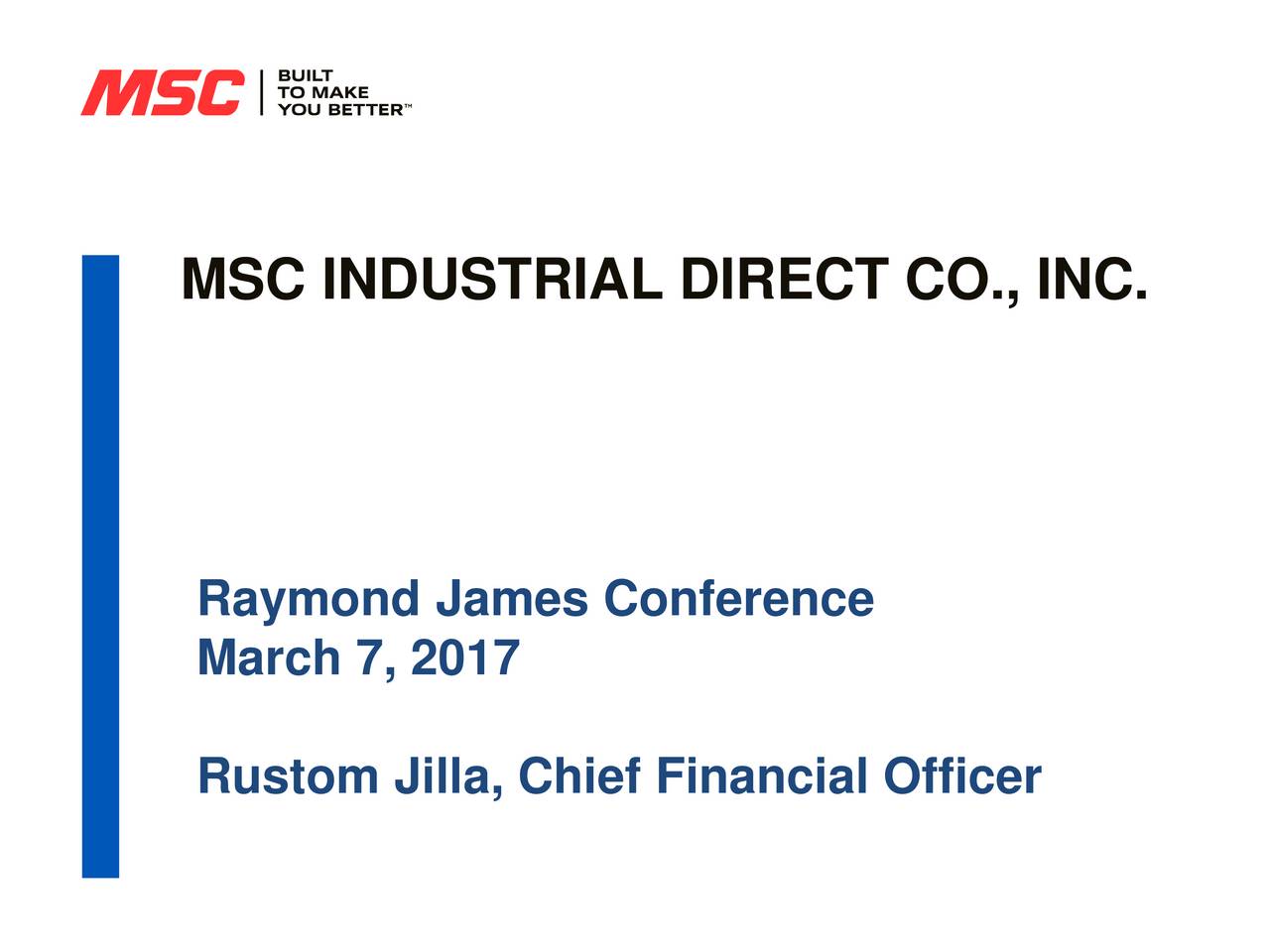 MSC Industrial Direct Co. (MSM) Presents At The Raymond James 38th ...