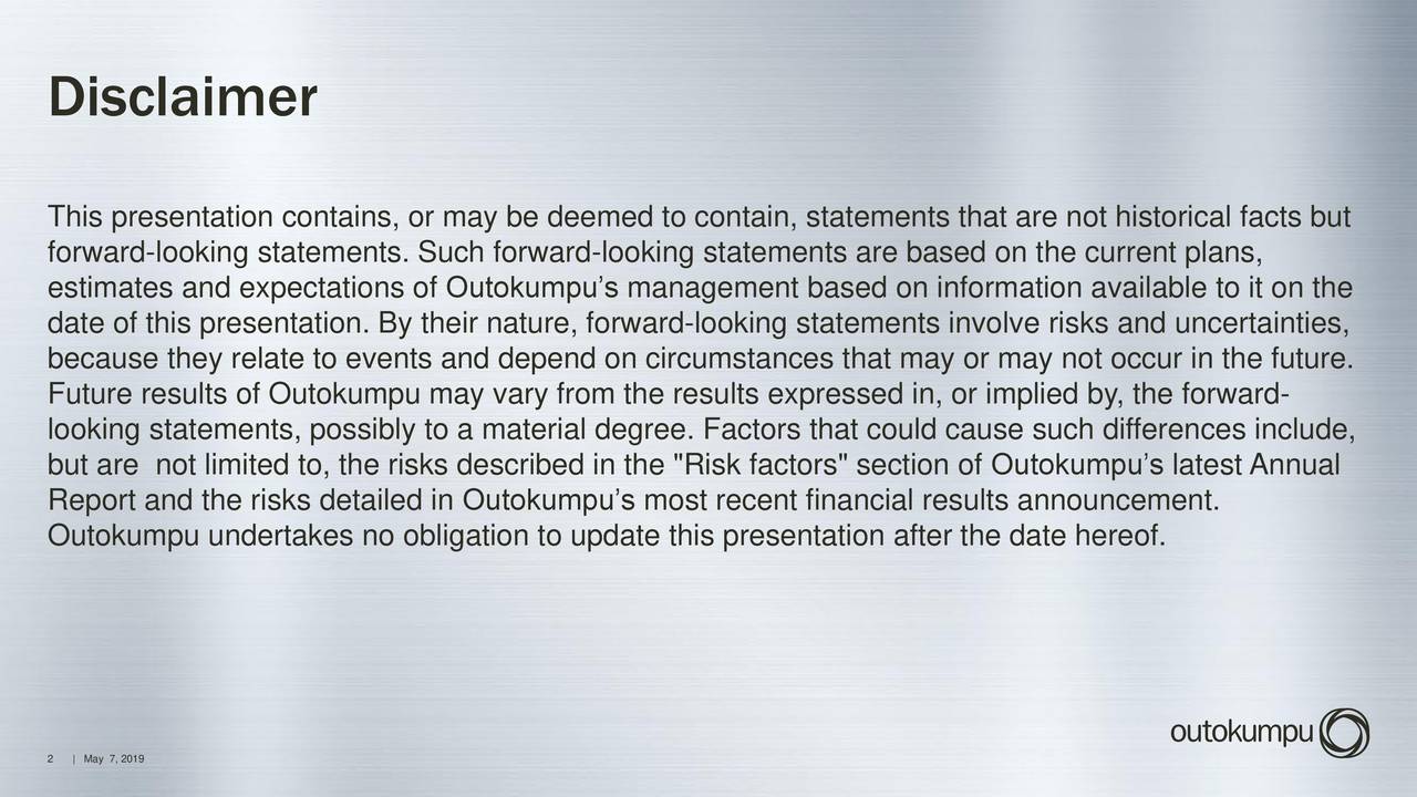 Outokumpu OYJ 2019 Q1 - Results - Earnings Call Slides ...