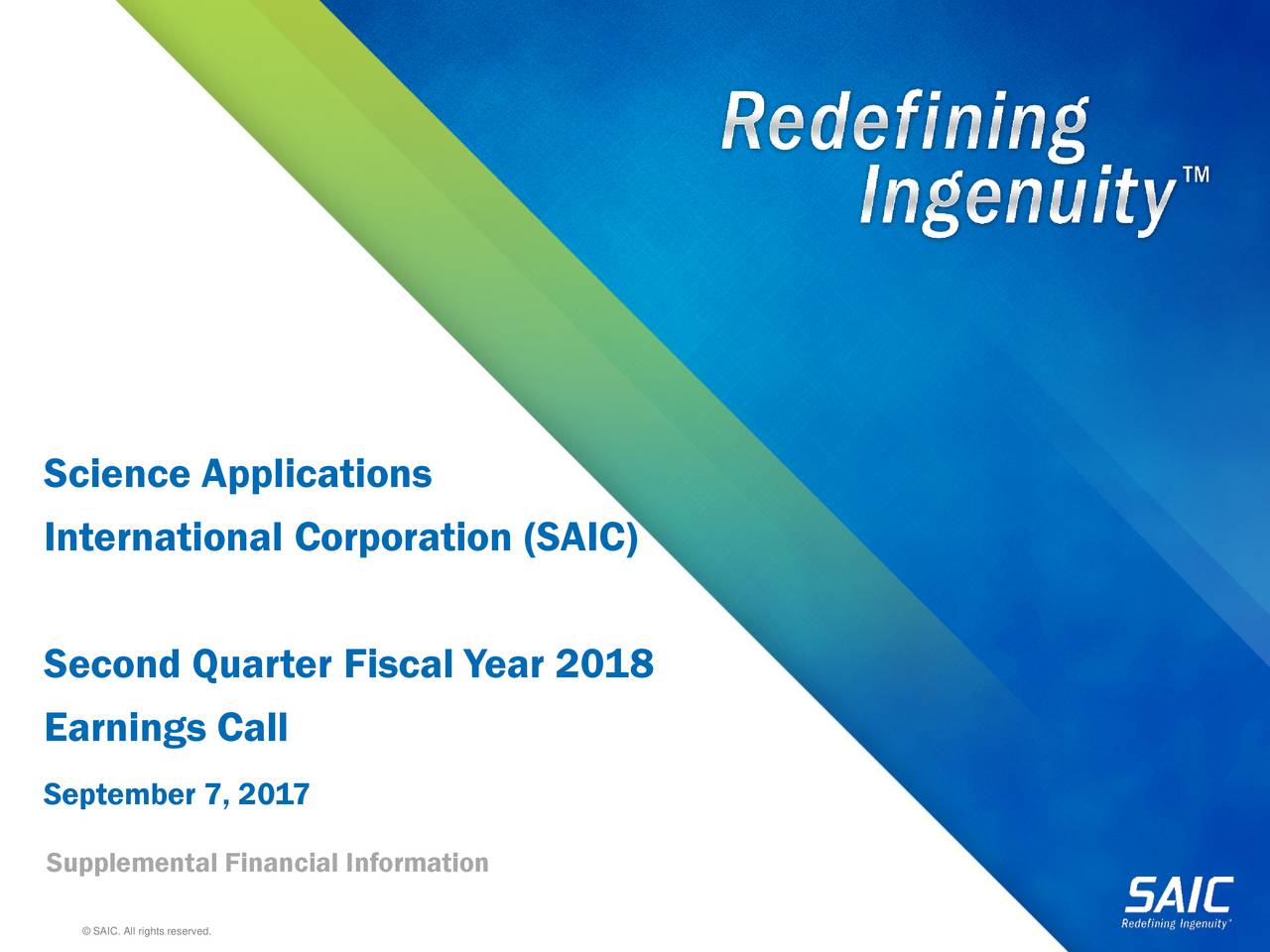 Science Applications International Corporation 2018 Q2 Results