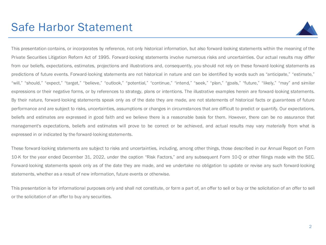 Safe Harbor Statement