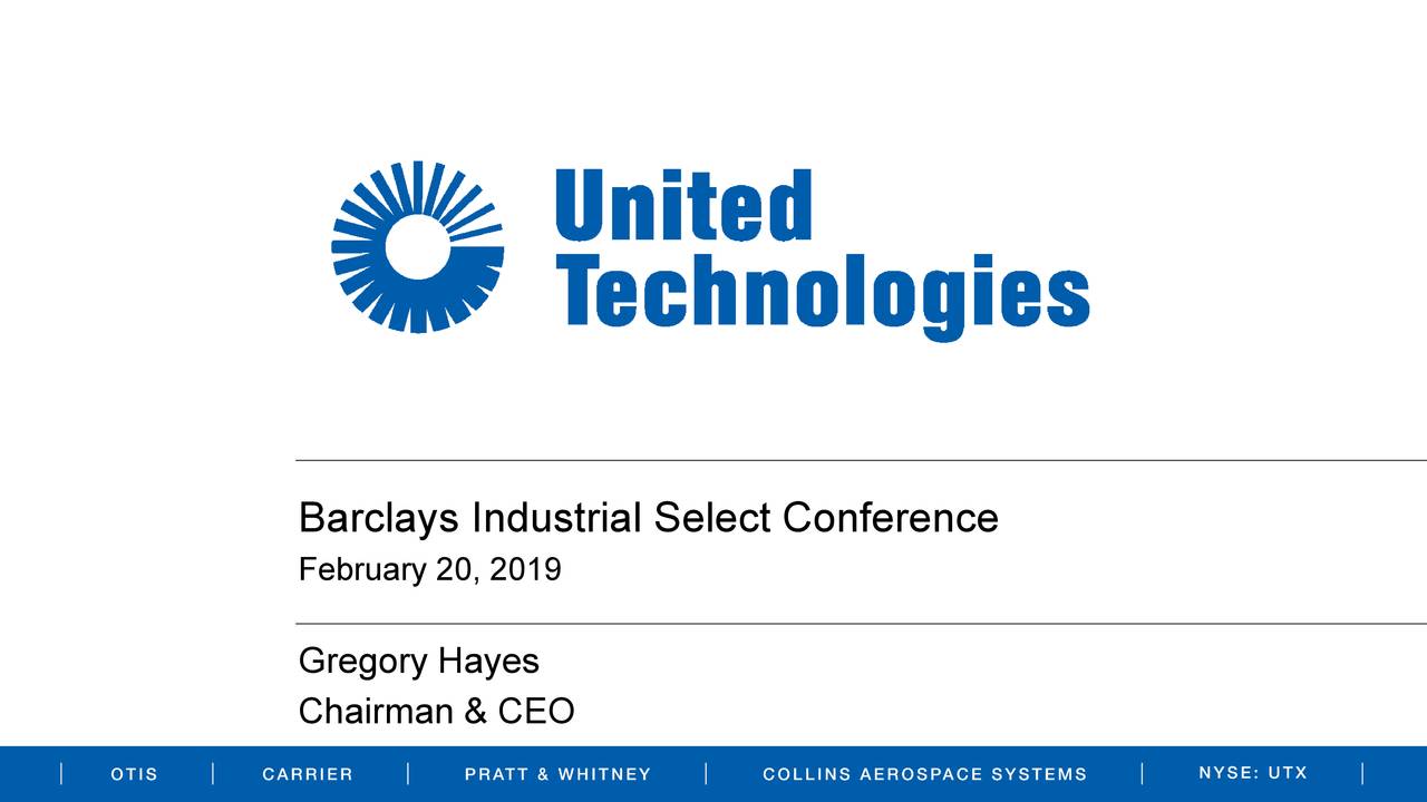 United Technologies (UTX) Presents At Barclays Industrial Conference