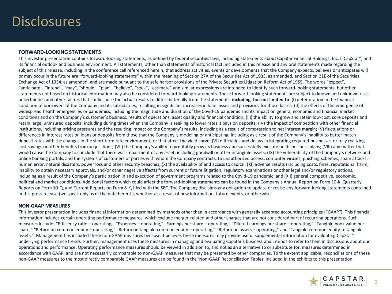 Capstar Financial Holdings, Inc. 2021 Q2 Results Earnings Call