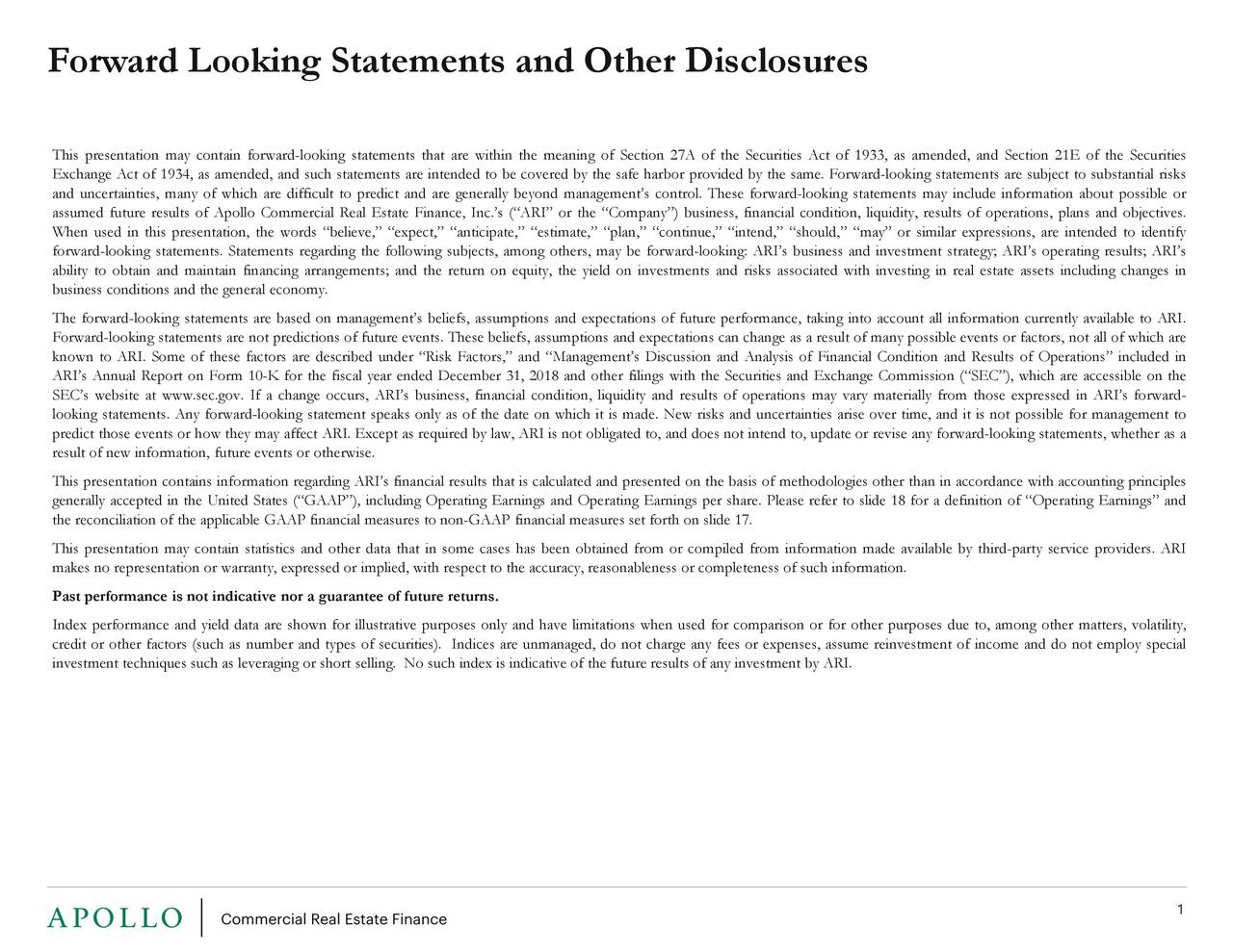 Apollo Commercial Real Estate Finance, Inc. 2019 Q1 Results