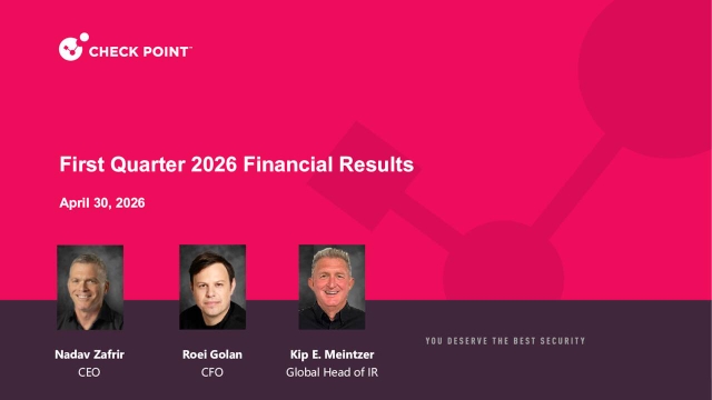 Check Point Software Technologies Ltd. 2026 Q1 - Results - Earnings ...