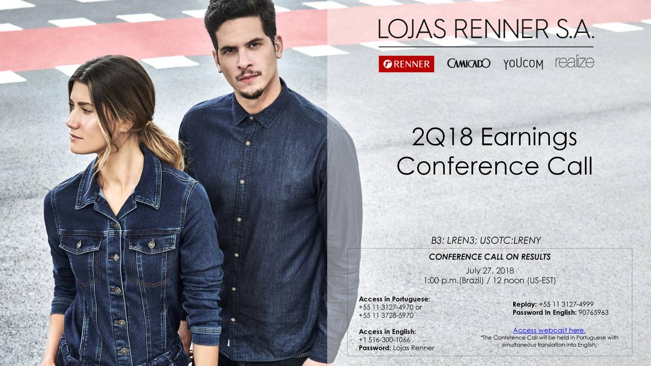 Lojas Renner Sa ADR 2018 Q2 - Results - Earnings Call ...