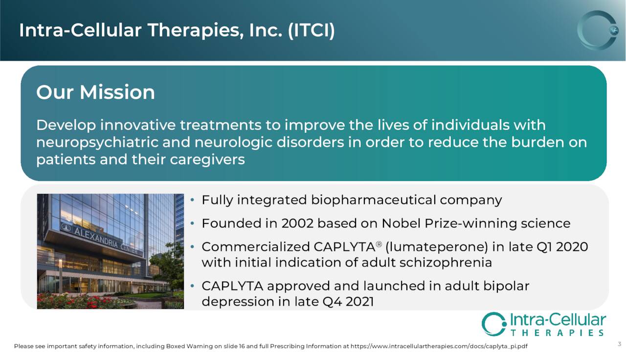 Slide: Intra-Cellular Therapies, Inc. (<a href='https://seekingalpha.com/symbol/ITCI' title='Intra-Cellular Therapies, Inc.'>ITCI</a>) Company Overview