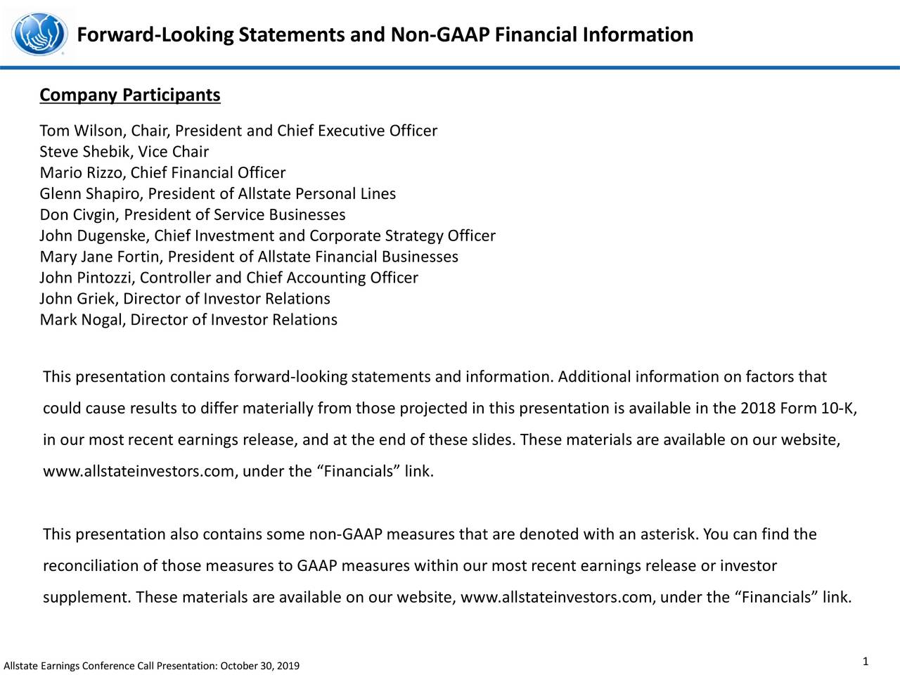 Forward-Looking Statements and Non-GAAP Financial Information