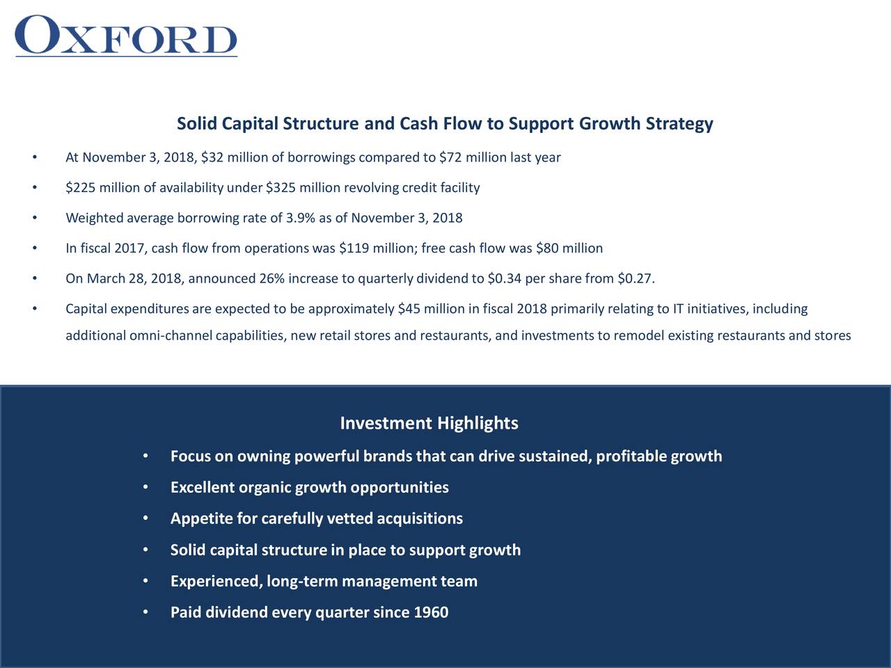 Solid Capital Structure and Cash Flow to Support Growth Strategy