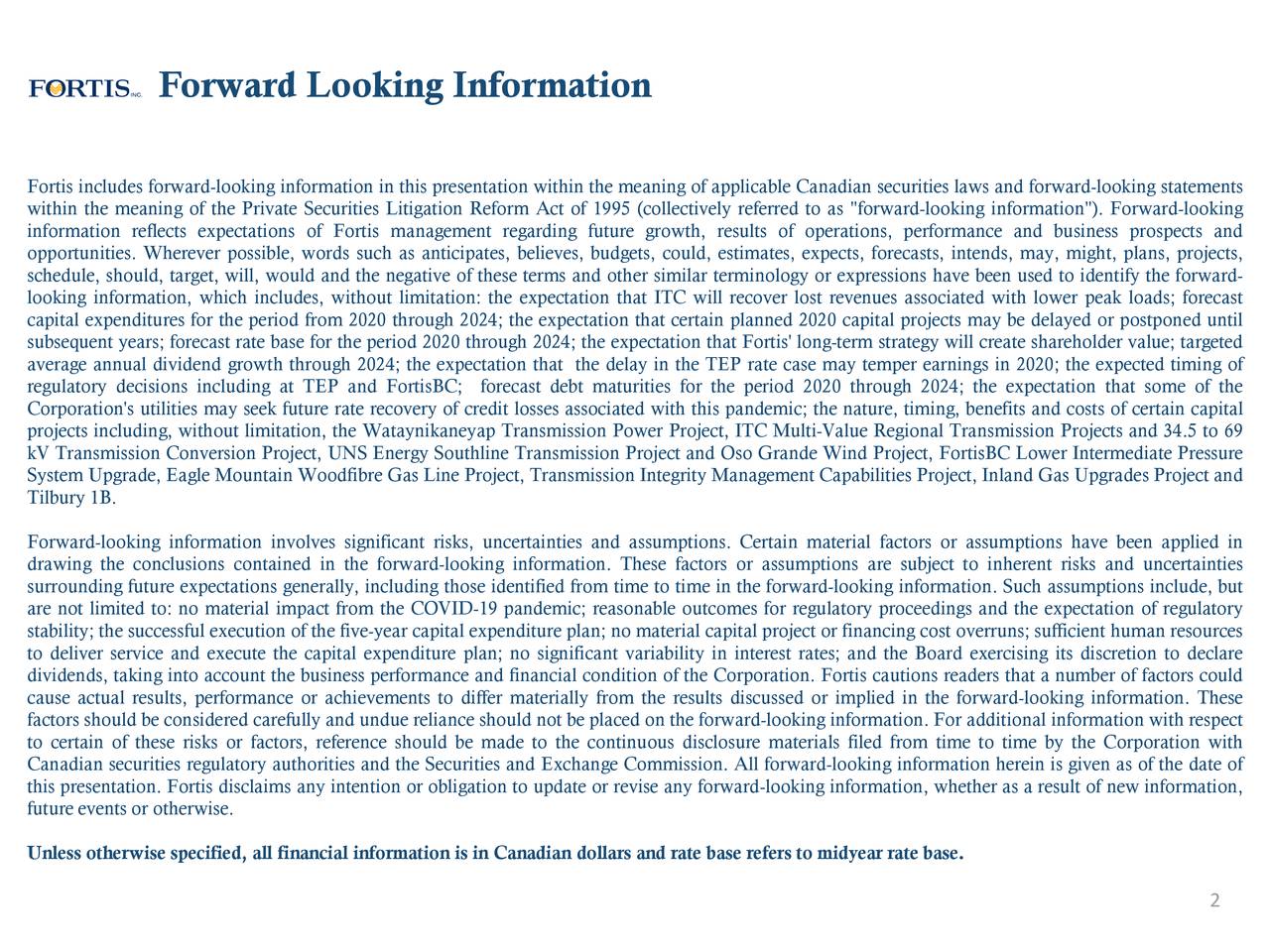 Forward Looking Information