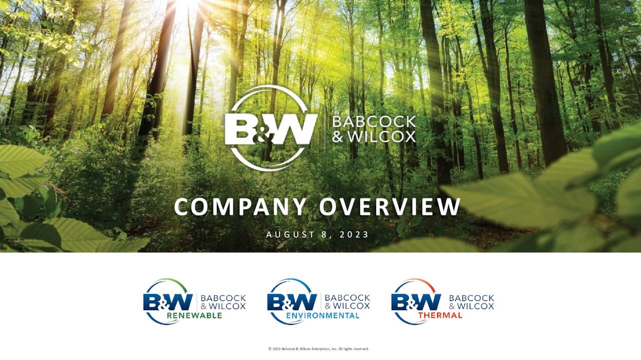 Babcock & Wilcox Enterprises, Inc. 2023 Q2 - Results - Earnings Call ...