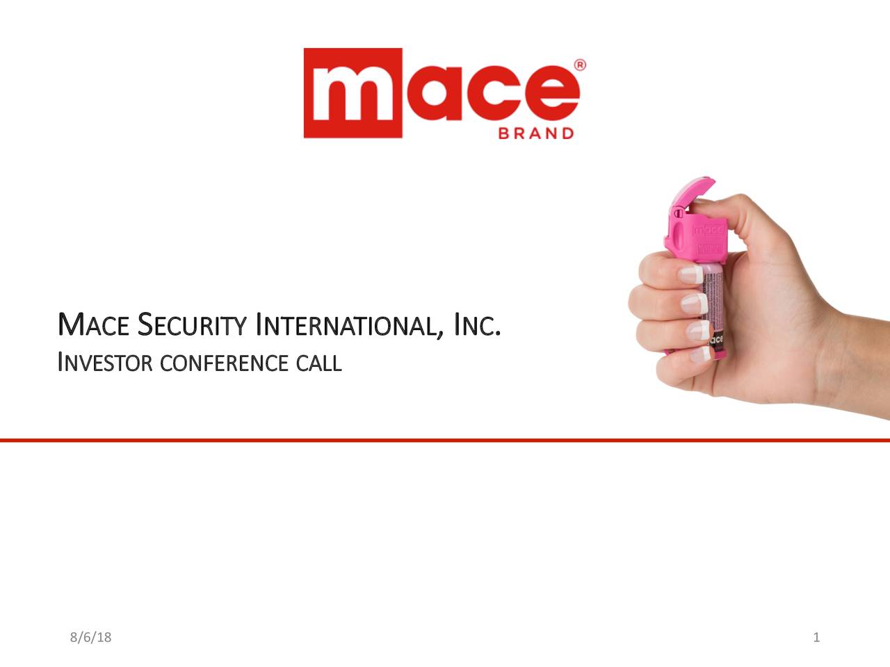 Mace Security International, Inc. 2018 Q2 Results Earnings Call
