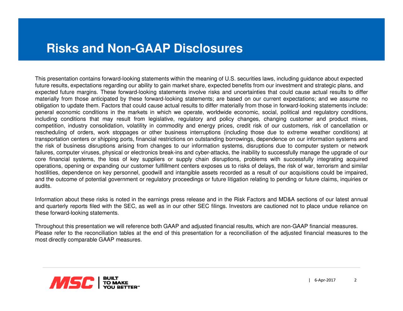 MSC Industrial Direct Co. Inc. 2017 Q2 - Results - Earnings Call Slides ...