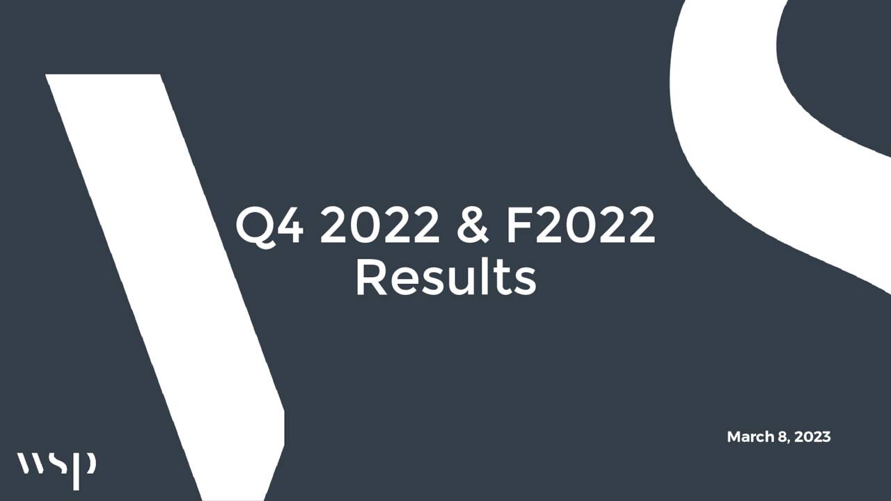 WSP Global Inc. 2022 Q4 Results Earnings Call Presentation (OTCMKTS