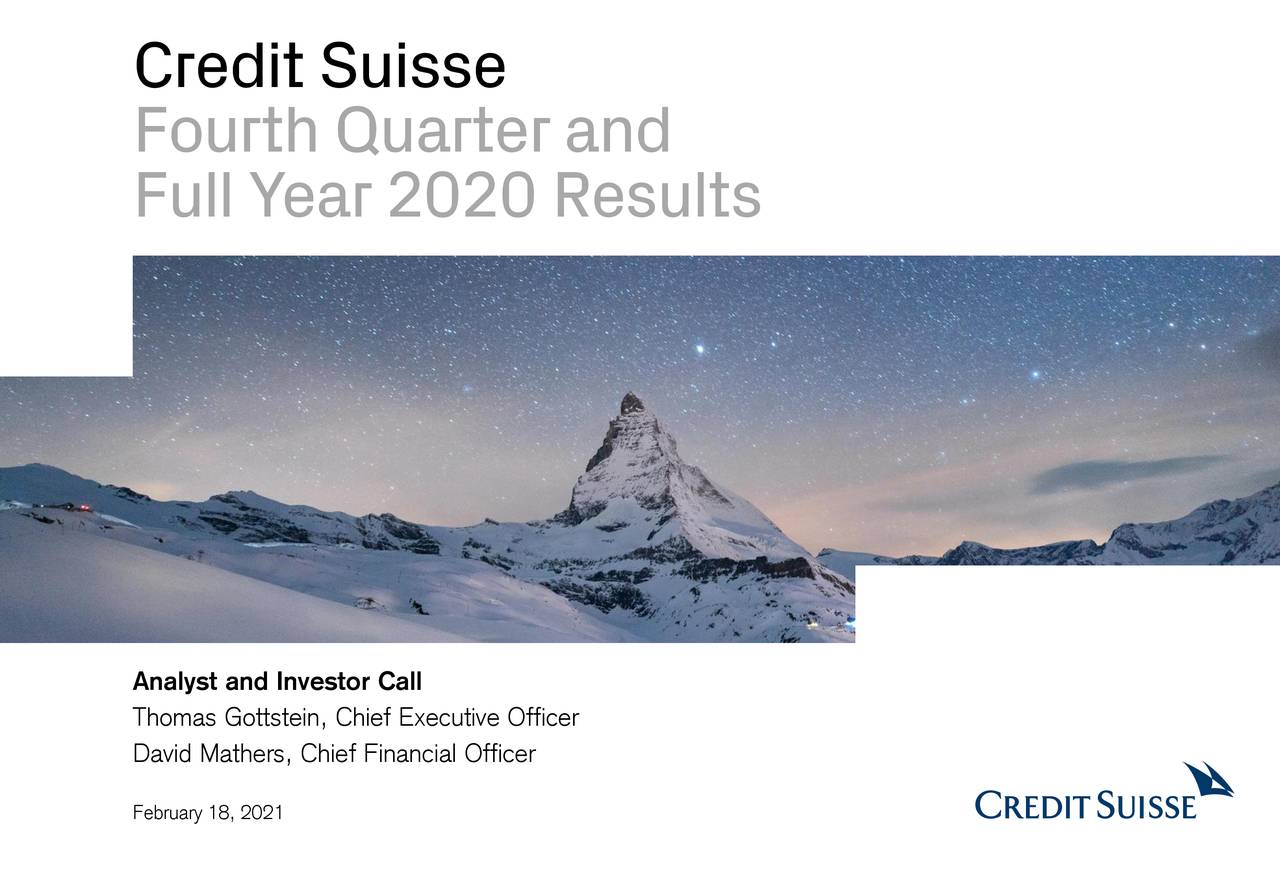 Credit Suisse Group AG 2020 Q4 Results Earnings Call Presentation   1 