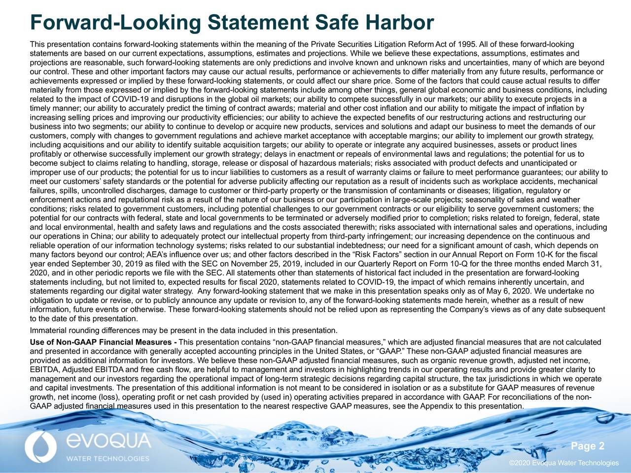 Forward-Looking Statement Safe Harbor