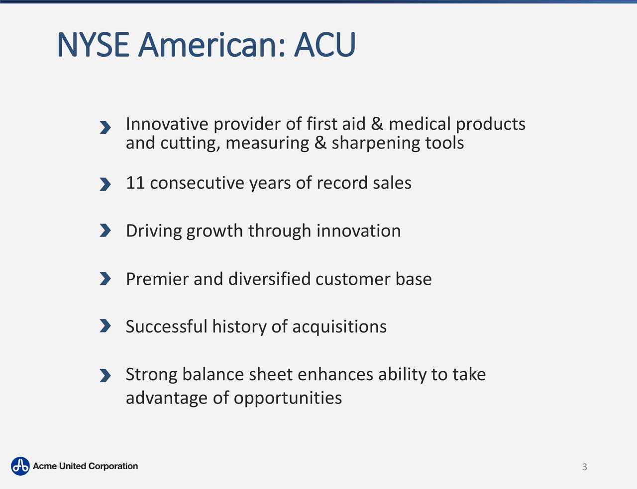 Acme United Acu Investor Presentation Nyse Acu Seeking Alpha
