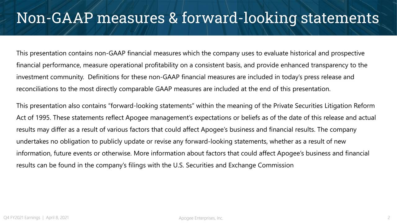 Non-GAAP measures & forward-looking statements