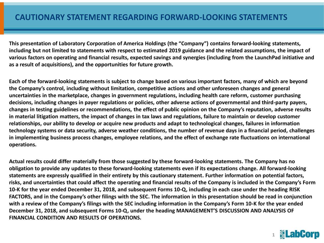 Laboratory Corporation of America Holdings 2019 Q2 Results Earnings