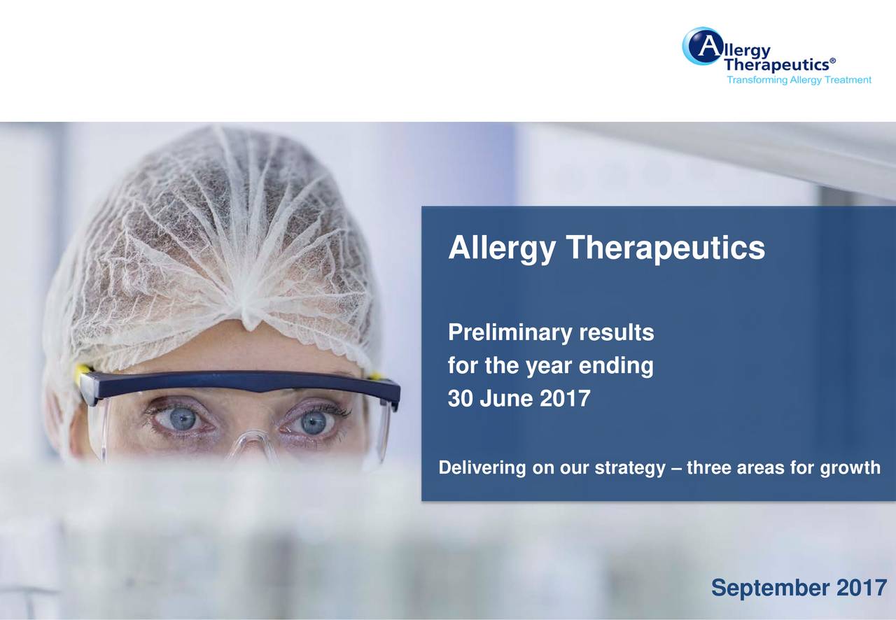 Allergy Therapeutics Plc. 2017 Q2 Results Earnings Call Slides